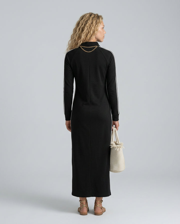 Kira | Women's Wedding Guest Elegant Button-Down Maxi Dress with Contrast Trim Dresses — 3