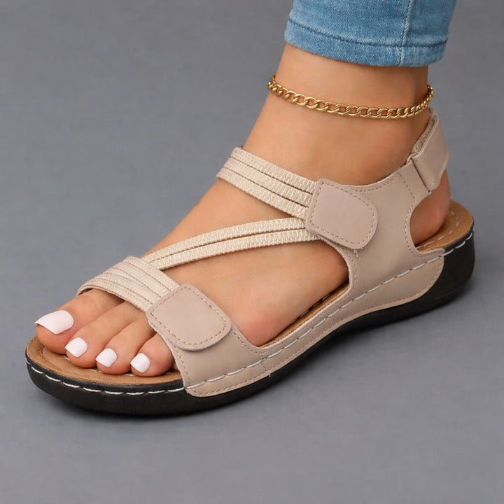 Laeldora | Women's Comfortable Strappy Cushioned Sandals — Beige