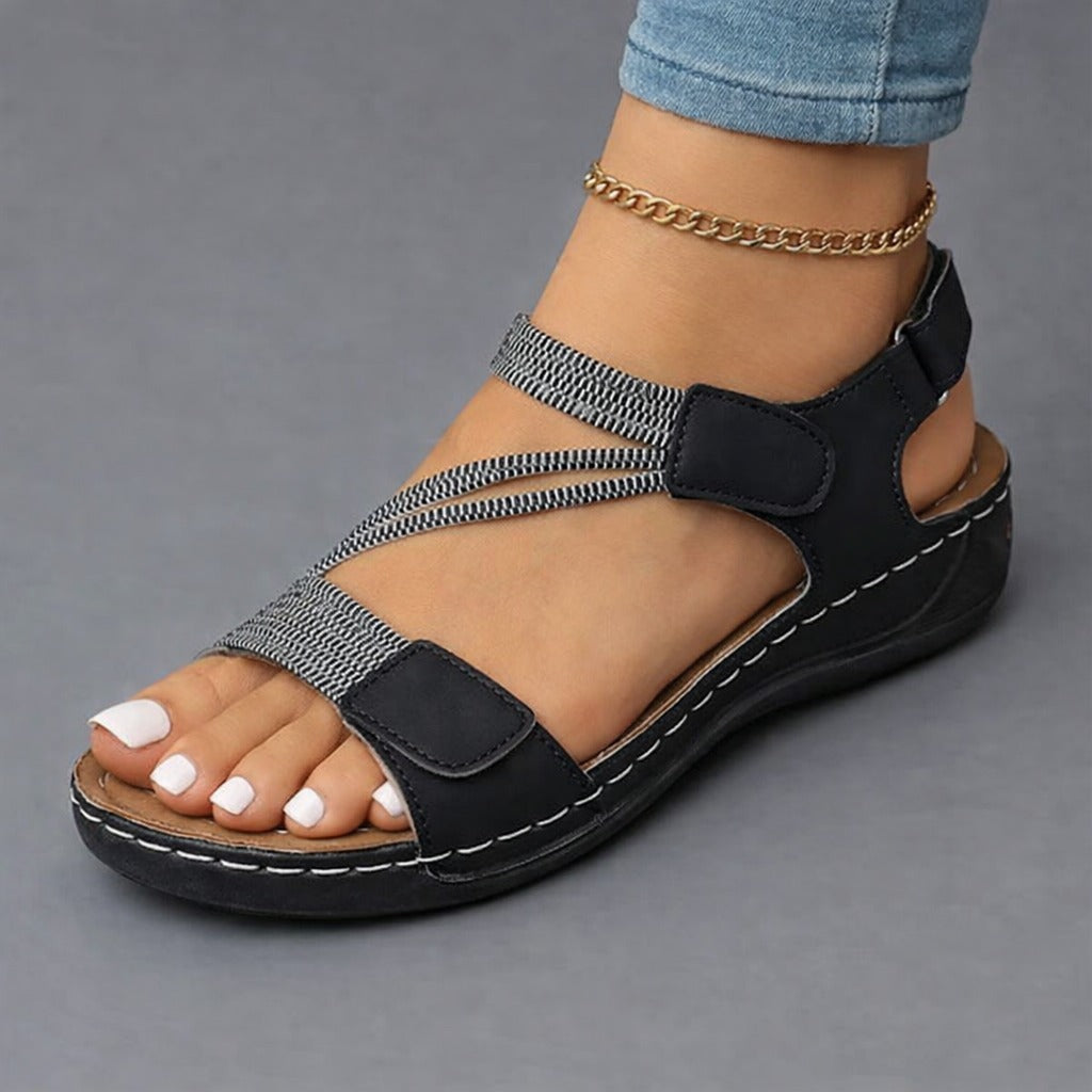 Laeldora | Women's Comfortable Strappy Cushioned Sandals — Black