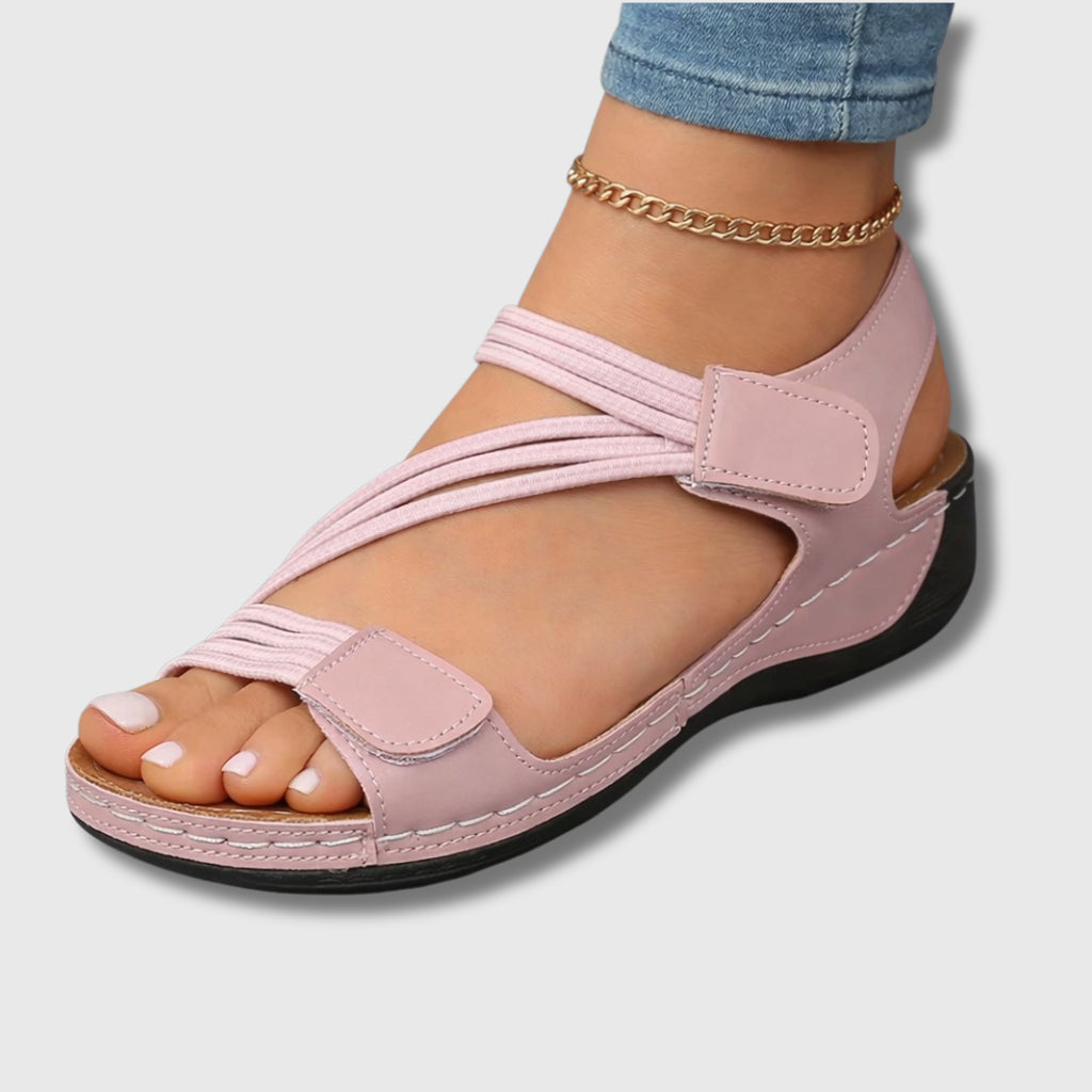 Laeldora | Women's Comfortable Strappy Cushioned Sandals — Pink