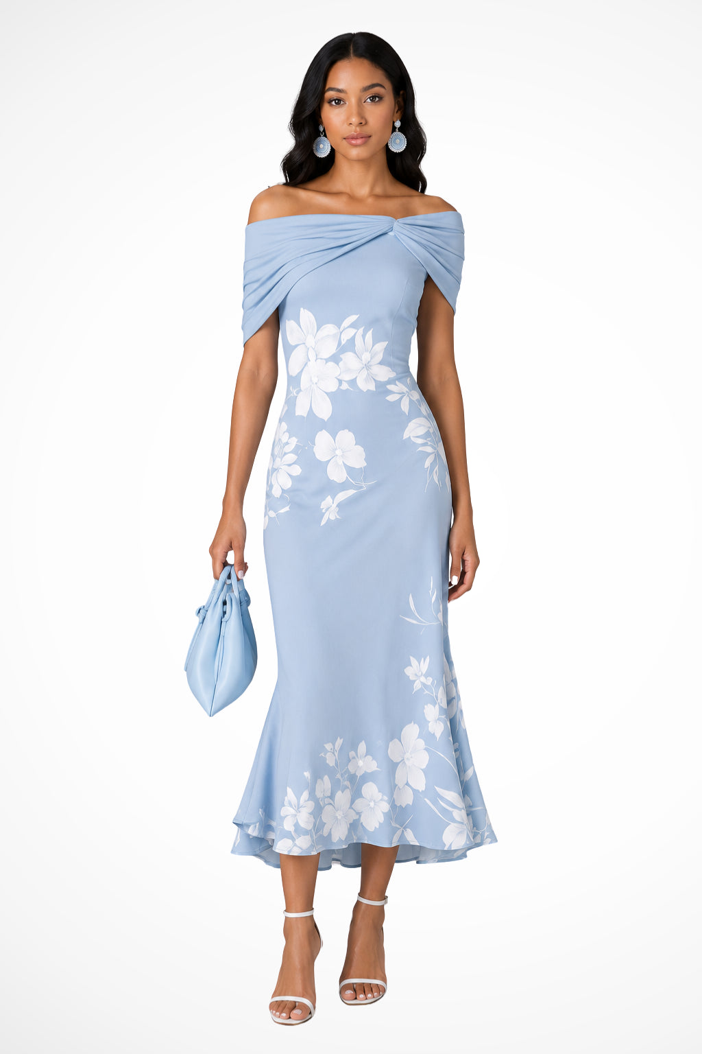 Liorelle | Women's Off Shoulder Floral Print Wedding Guest Midi Dress — 2