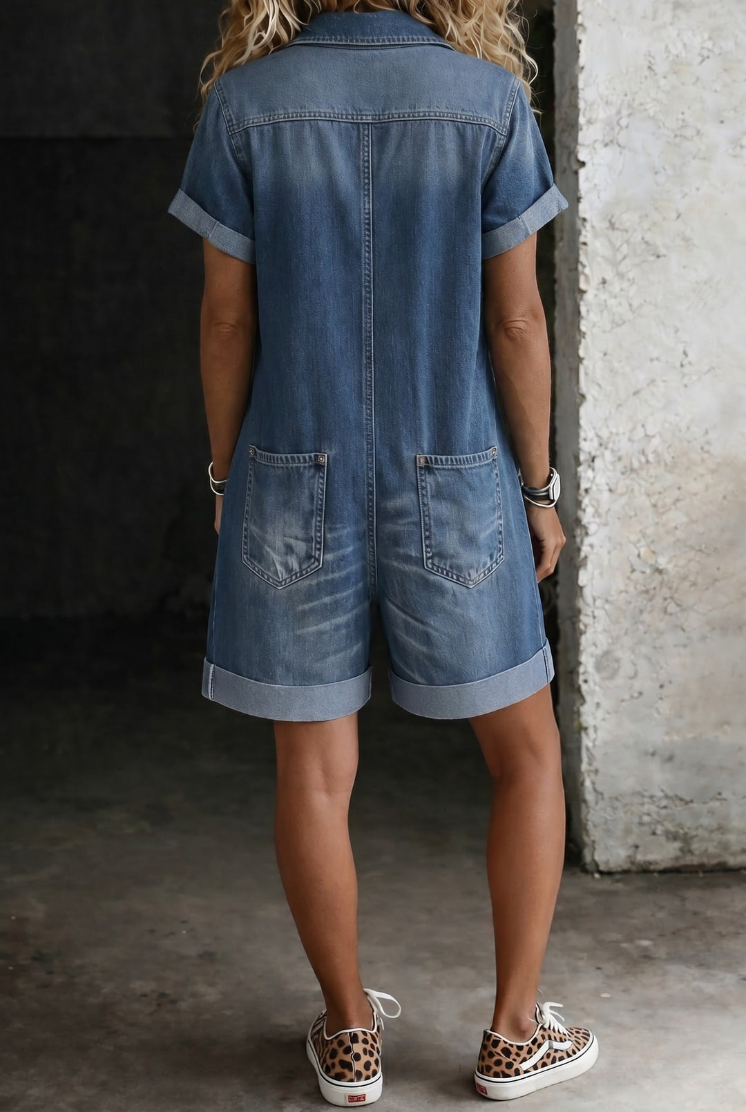 Liseelle | Women's Wide-Leg Elegant Casual Denim Jumpsuit Shorts — 2