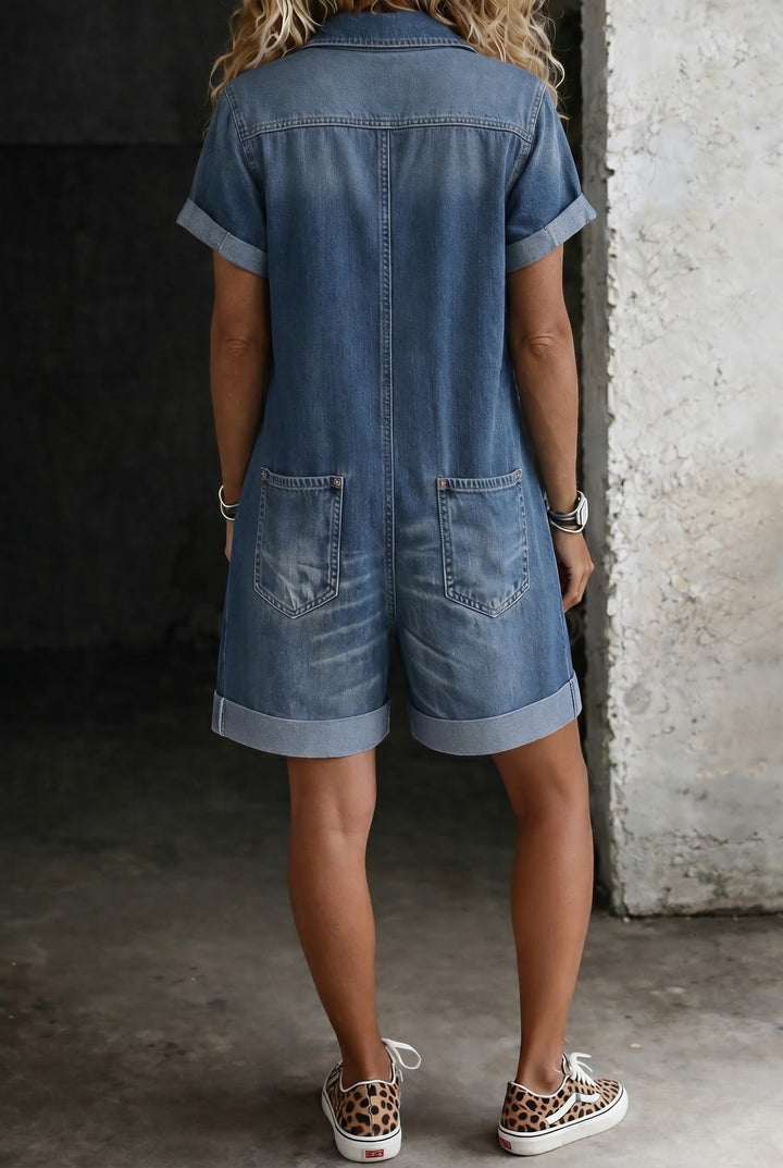 Liseelle | Women's Wide-Leg Elegant Casual Denim Jumpsuit Shorts — 2