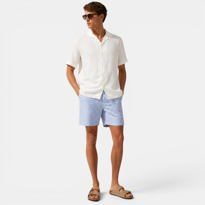 Livessa | Women's Denim High-Waist Casual Striped Beach Shorts — 2