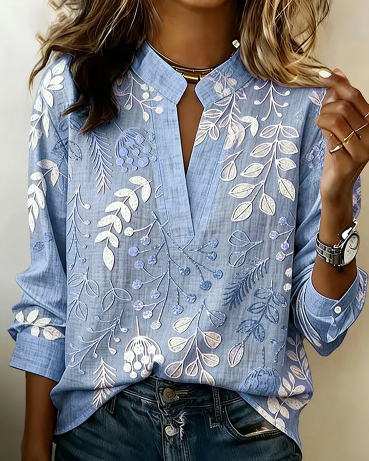 Lumibelle | Women's Relaxed Casual Soft-Touch Blouse — Blue