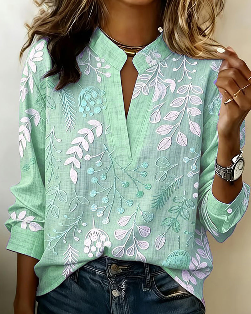 Lumibelle | Women's Relaxed Casual Soft-Touch Blouse — Green