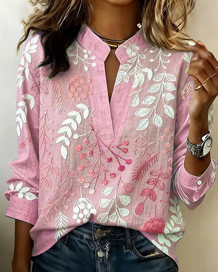 Lumibelle | Women's Relaxed Casual Soft-Touch Blouse — Pink