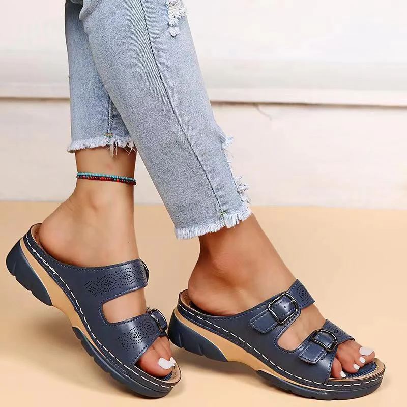 Lumidessa | Double Buckle Cushioned Slide Walking Sandals