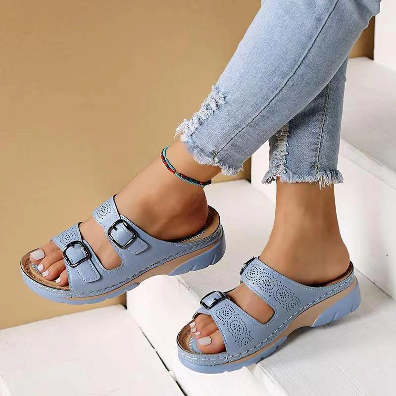 Lumidessa | Double Buckle Cushioned Slide Walking Sandals