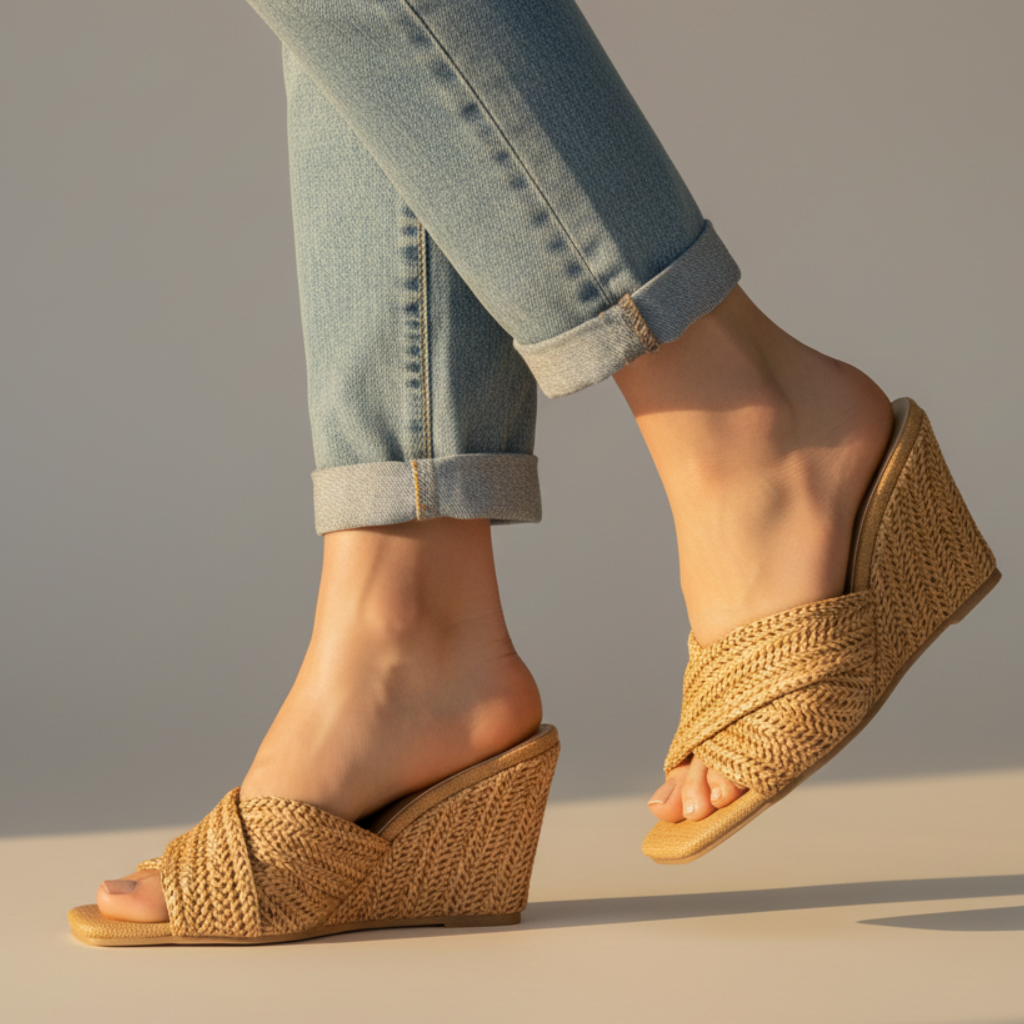 Lumiine | Women's Comfortable Woven Raffia Slip-On Wedge Sandals for Everyday — 1