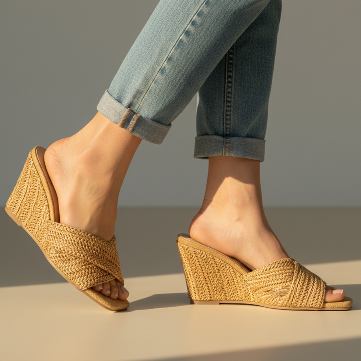 Lumiine | Women's Comfortable Woven Raffia Slip-On Wedge Sandals for Everyday — 2