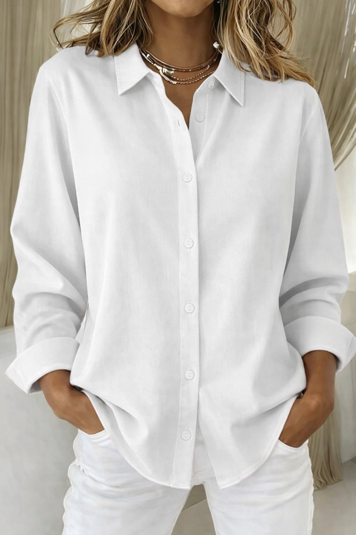 Lumimira | Women's Casual Relaxed Button Down Shirt — White