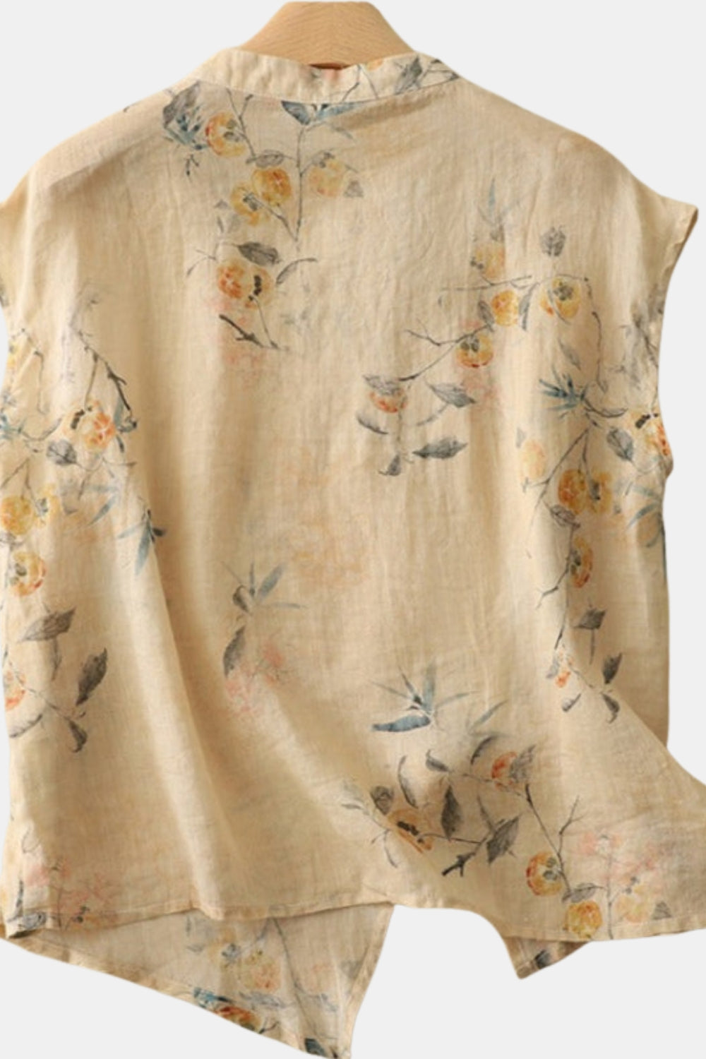 Lunina | Women's Linen Floral Sleeveless Blouse | Casual Top — 2
