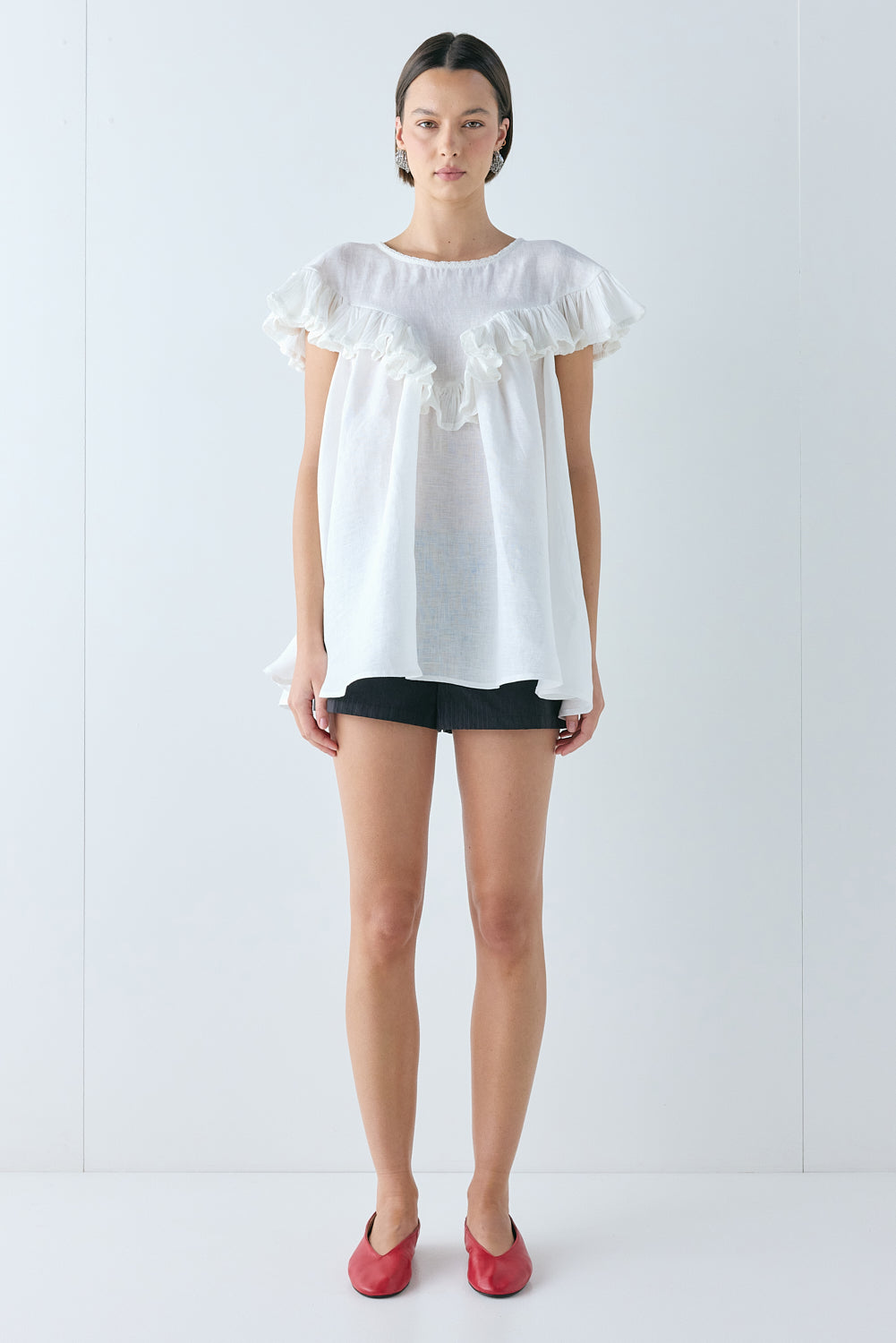 Maedessa | Women's Casual Stretch Linen Tunic White Tops — 2