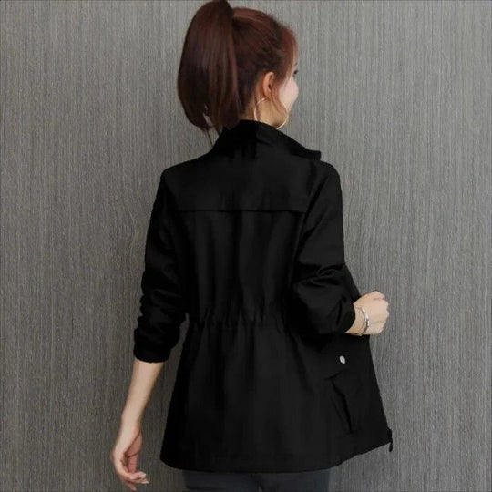 Magnolia | Women's Double-Breasted ’s Lightweight Waterproof Trench Coat — Black