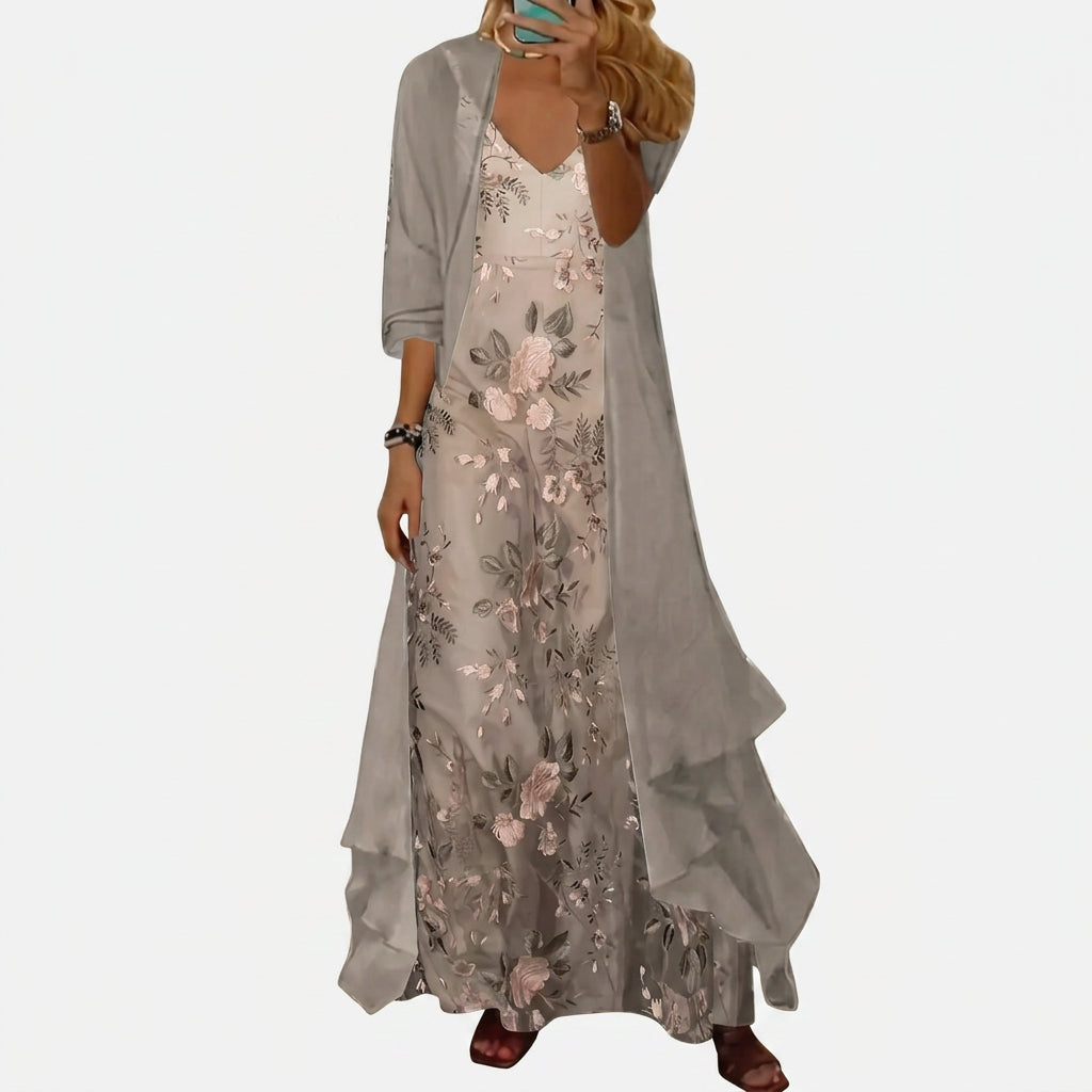 Marenana | Women's Matching Maxi Dress Sage Green Floral Two-Piece Set for — 2