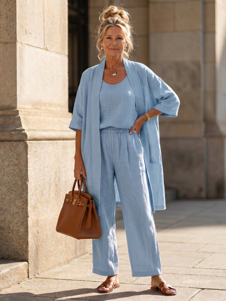 Marenoura | Women's Casual Stretch Relaxed Set — Blue