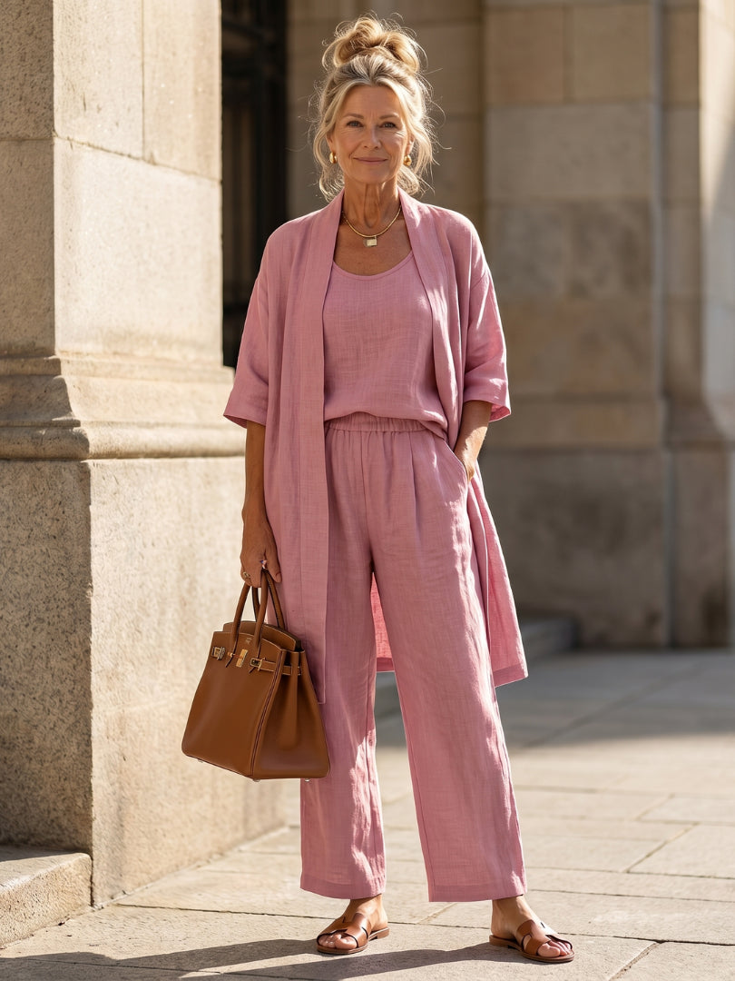 Marenoura | Women's Casual Stretch Relaxed Set — Pink
