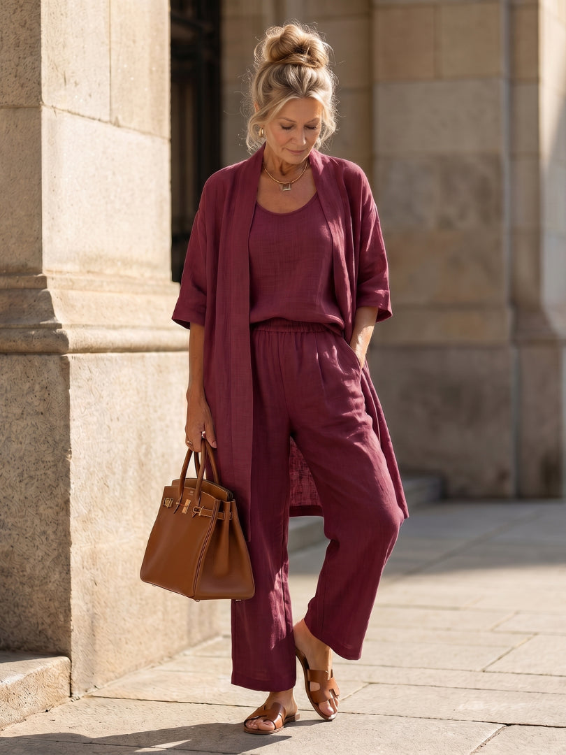Marenoura | Women's Casual Stretch Relaxed Set — Red
