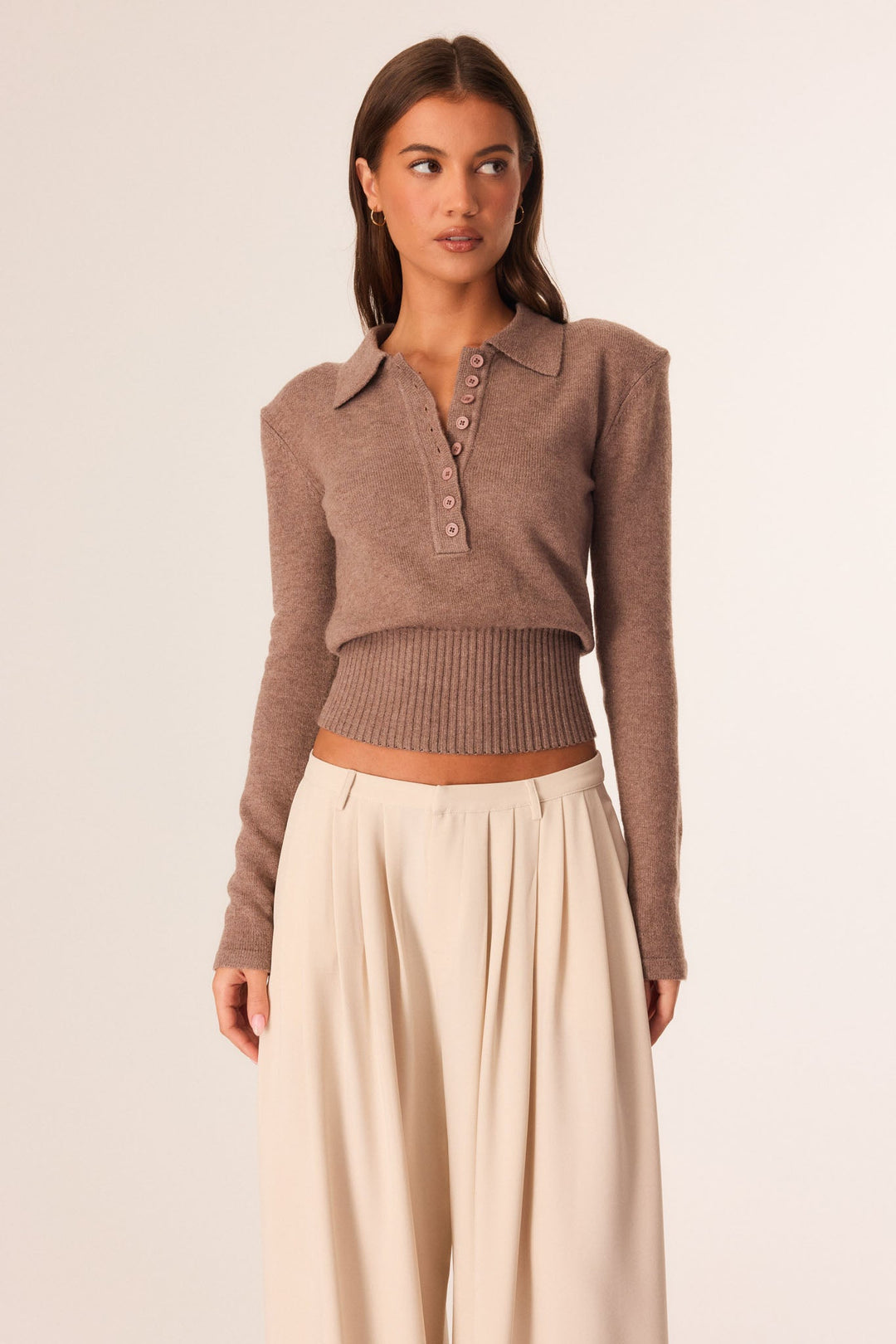 Melisancine | Women's Cozy SHOULDER PAD KNIT TOP Sweaters — 1