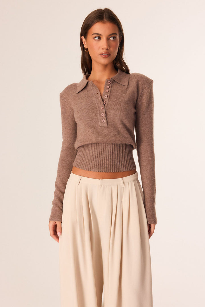 Melisancine | Women's Cozy SHOULDER PAD KNIT TOP Sweaters — 1