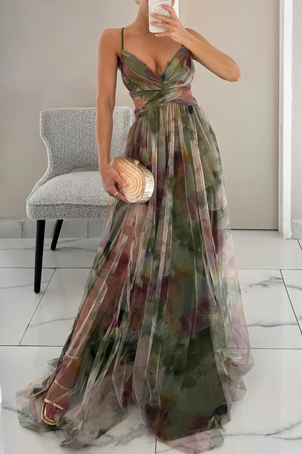 Melisanlyn | Women's Elegant Chic Flowy Evening Dress for Special Events — Green