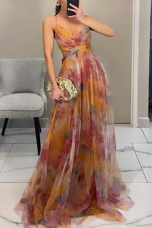 Melisanlyn | Women's Elegant Chic Flowy Evening Dress for Special Events — Orange