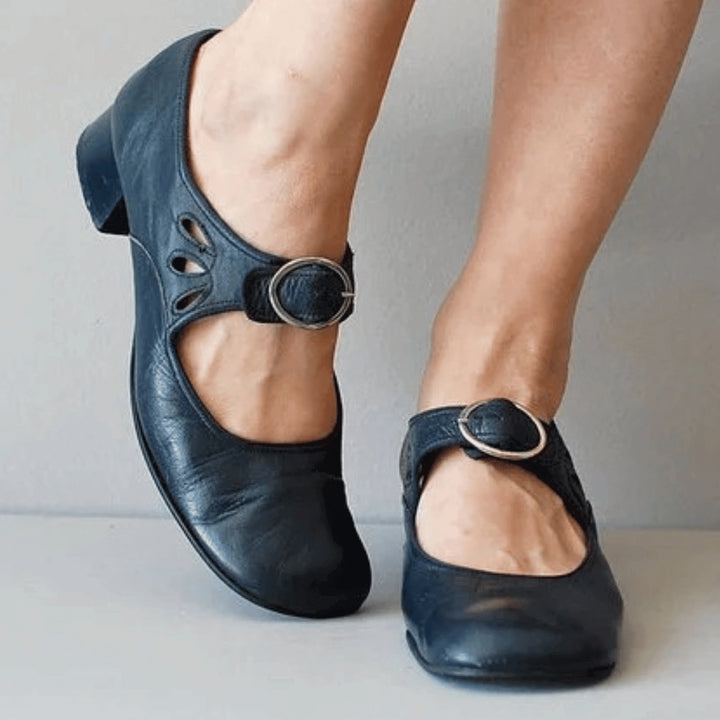 Mia | Women's Comfort Slip-On Mary Jane pumps with Riemen – elegant, Zeitlos && Vielseitig Flats — Blau