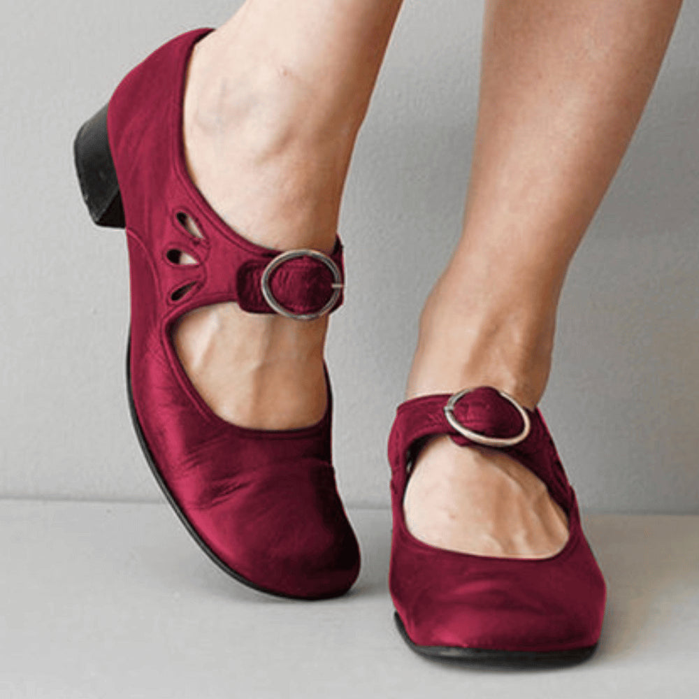 Mia | Women's Comfort Slip-On Mary Jane pumps with Riemen – elegant, Zeitlos && Vielseitig Flats — Rot