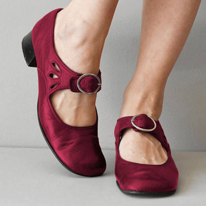 Mia | Women's Comfort Slip-On Mary Jane pumps with Riemen – elegant, Zeitlos && Vielseitig Flats — Rot