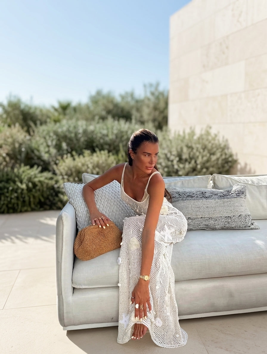 Nerinmira | Women's Elegant Crochet Beach Cover-Up Maxi Dress — 2