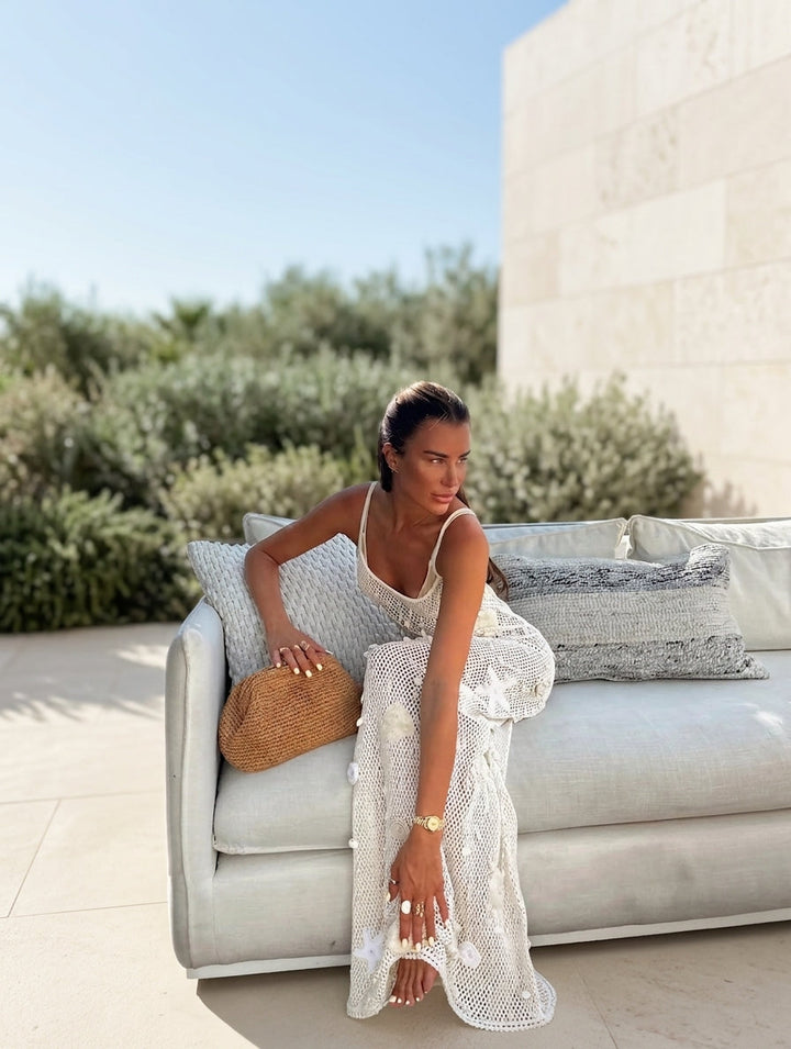 Nerinmira | Women's Elegant Crochet Beach Cover-Up Maxi Dress — 2