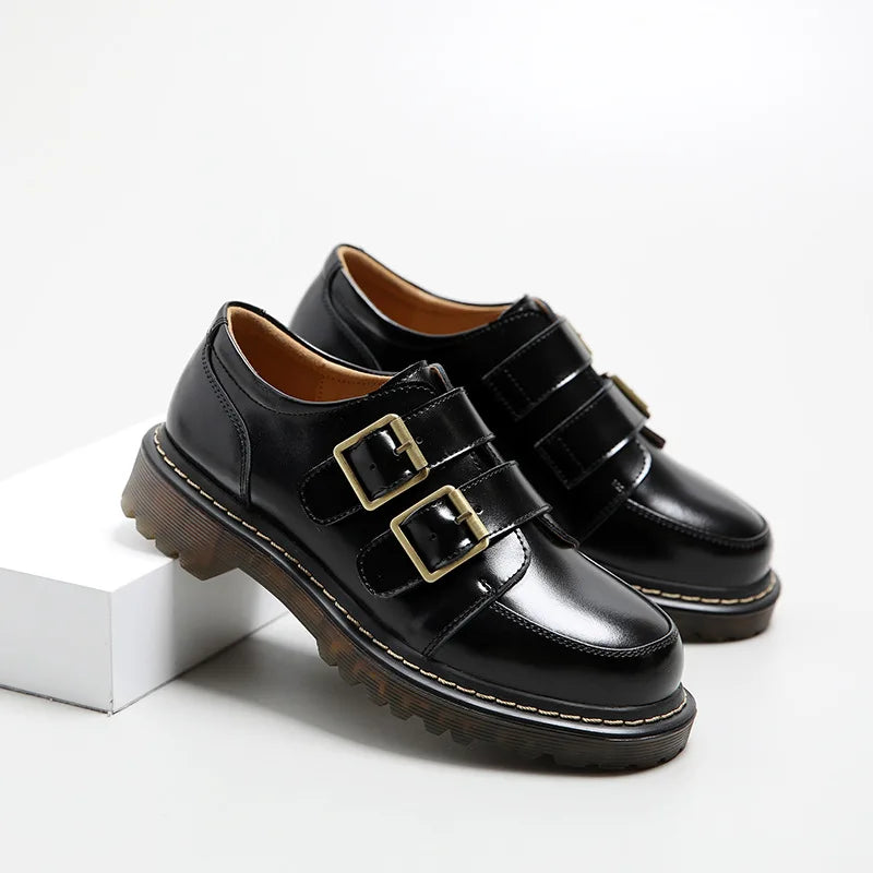 Novaaria | Women's Cushioned Double Buckle Loafer Platform — 1