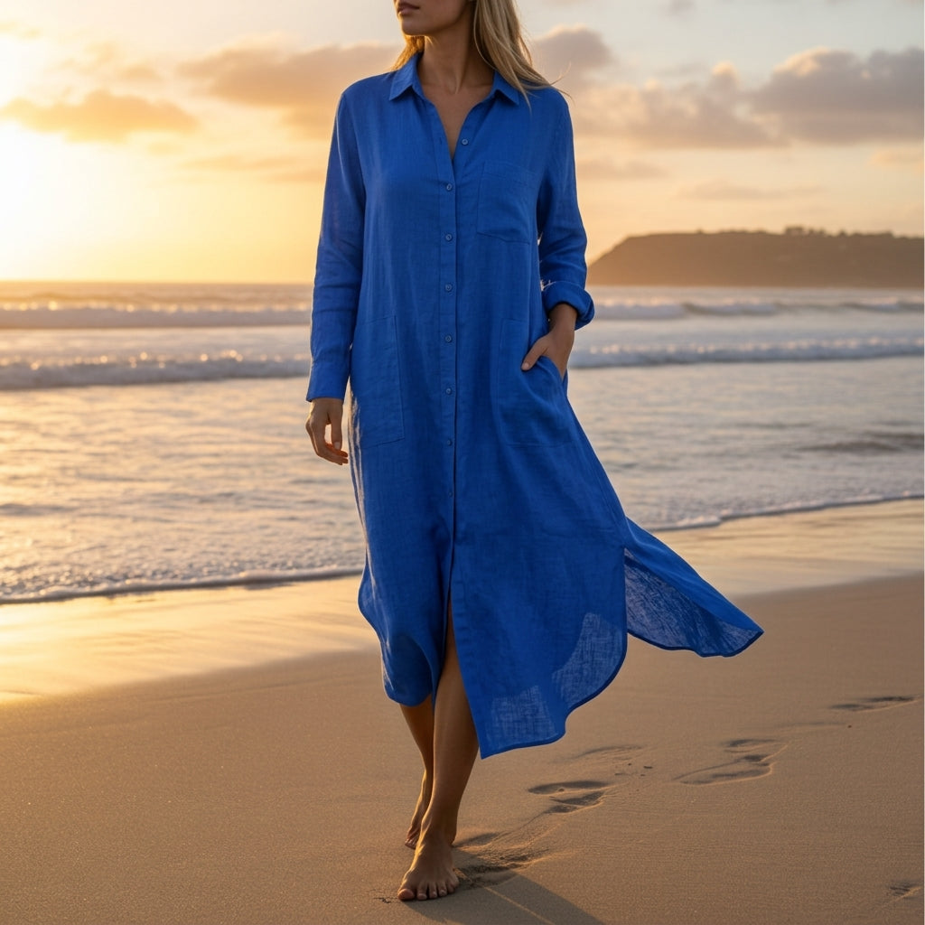 Nyladessa | Women's Elegant Beach Cover Up Maxi Dress — Blue