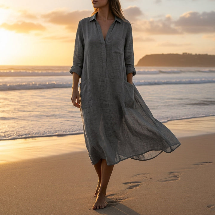 Nyladessa | Women's Elegant Beach Cover Up Maxi Dress — Gray
