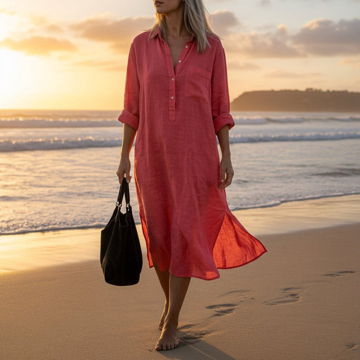 Nyladessa | Women's Elegant Beach Cover Up Maxi Dress — Red