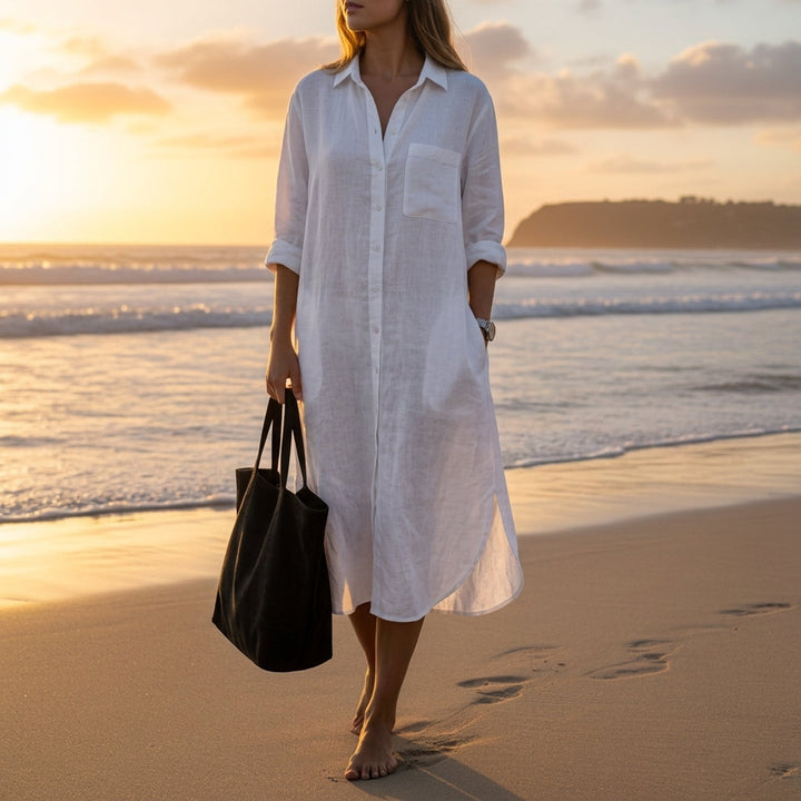 Nyladessa | Women's Elegant Beach Cover Up Maxi Dress — White