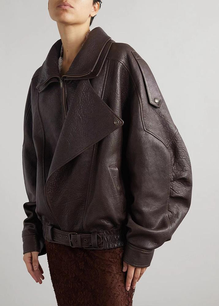 Octavia | Women's Casual Stretch ’s Oversized Leather Bomber Jacket Tops — 1
