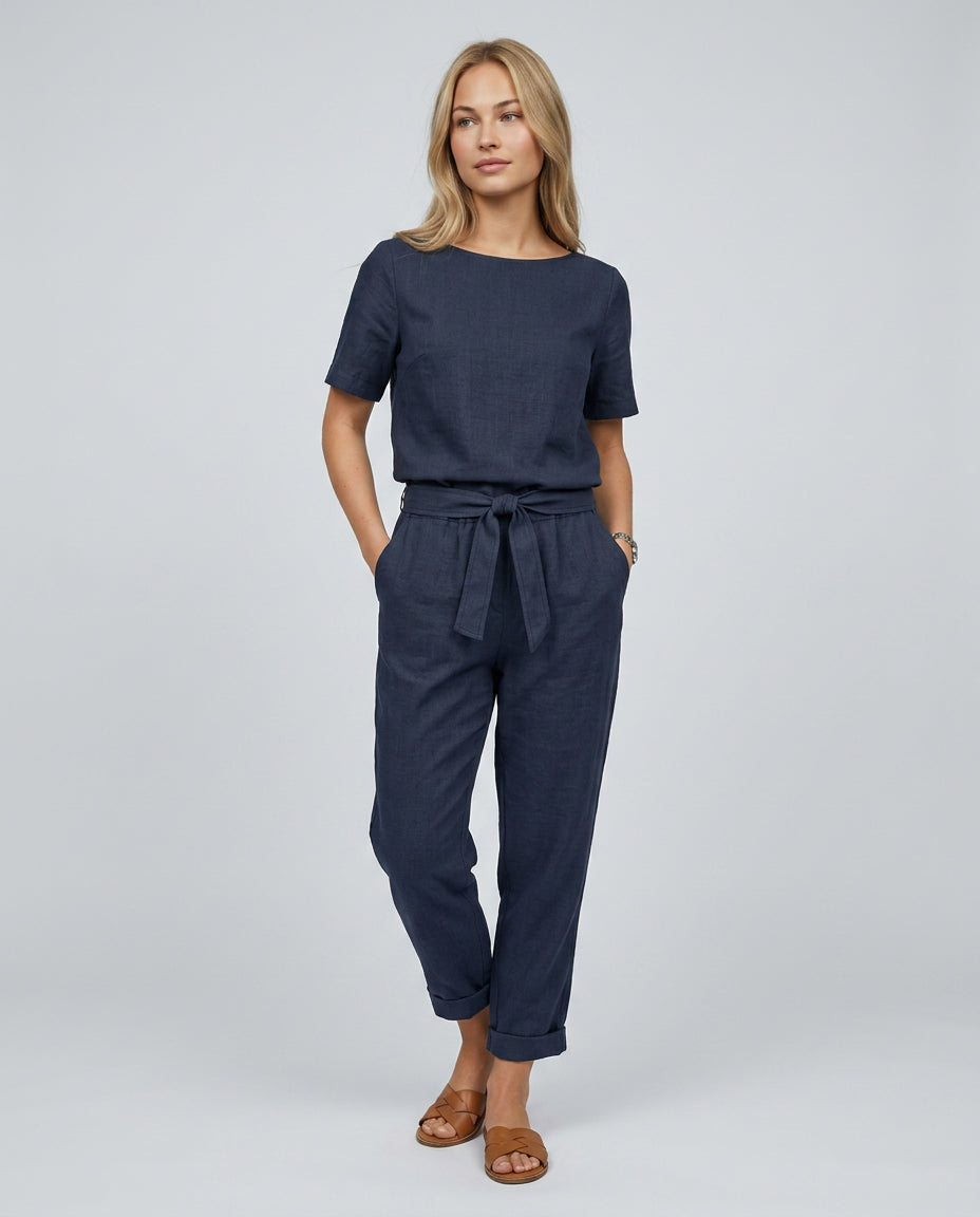 Odette | Women's Wide-Leg Elegant Two-Piece Jumpsuit Set with Tapered Trousers — 3