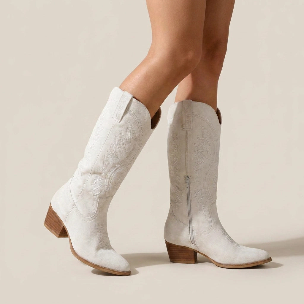 Olivia | Women's Western Style Knee-High Cowboy boots for with Blockabsatz and Stickerei — 2