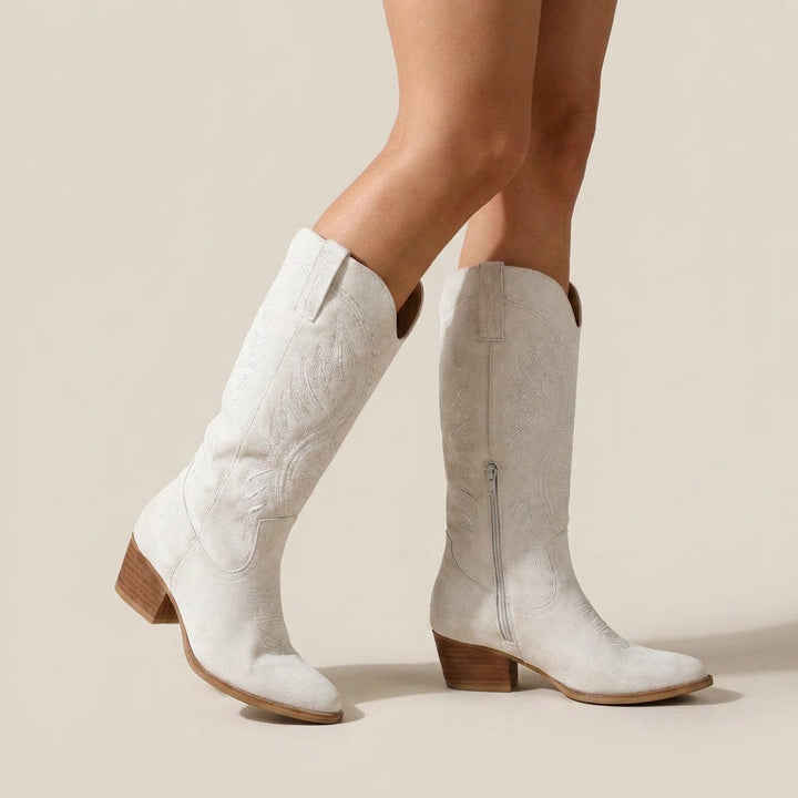 Olivia | Women's Western Style Knee-High Cowboy boots for with Blockabsatz and Stickerei — 2