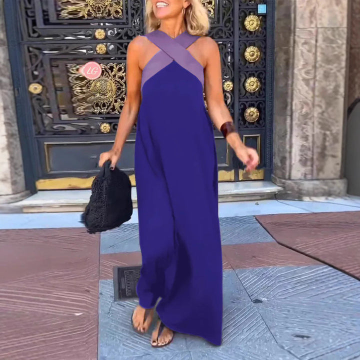 Ondetta | Women's Elegant Cross-Neck Maxi Dress — 2