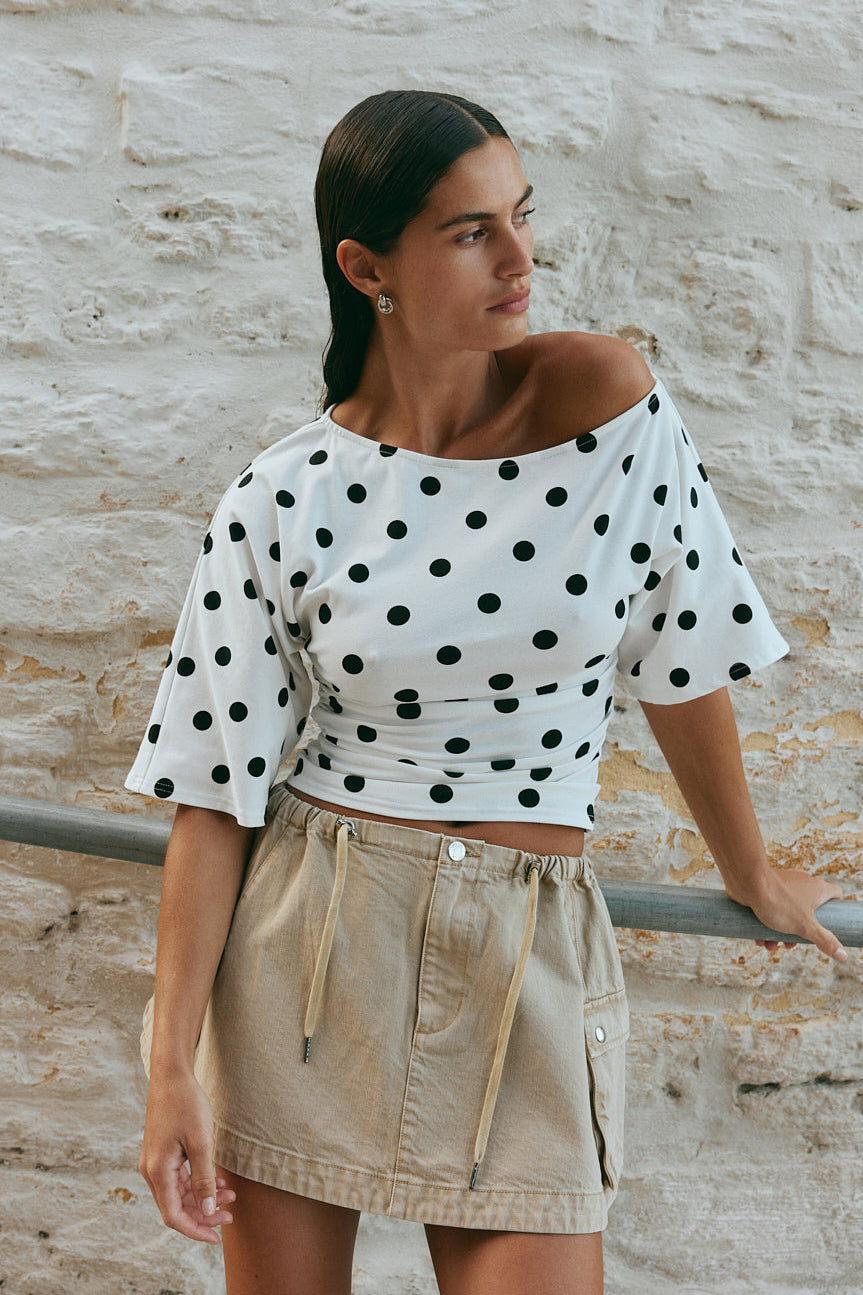Ondwynn | Women's Casual Stretch Top Polka Dot — 1