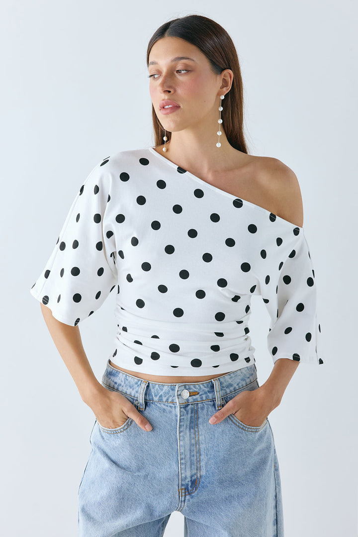 Ondwynn | Women's Casual Stretch Top Polka Dot — 2