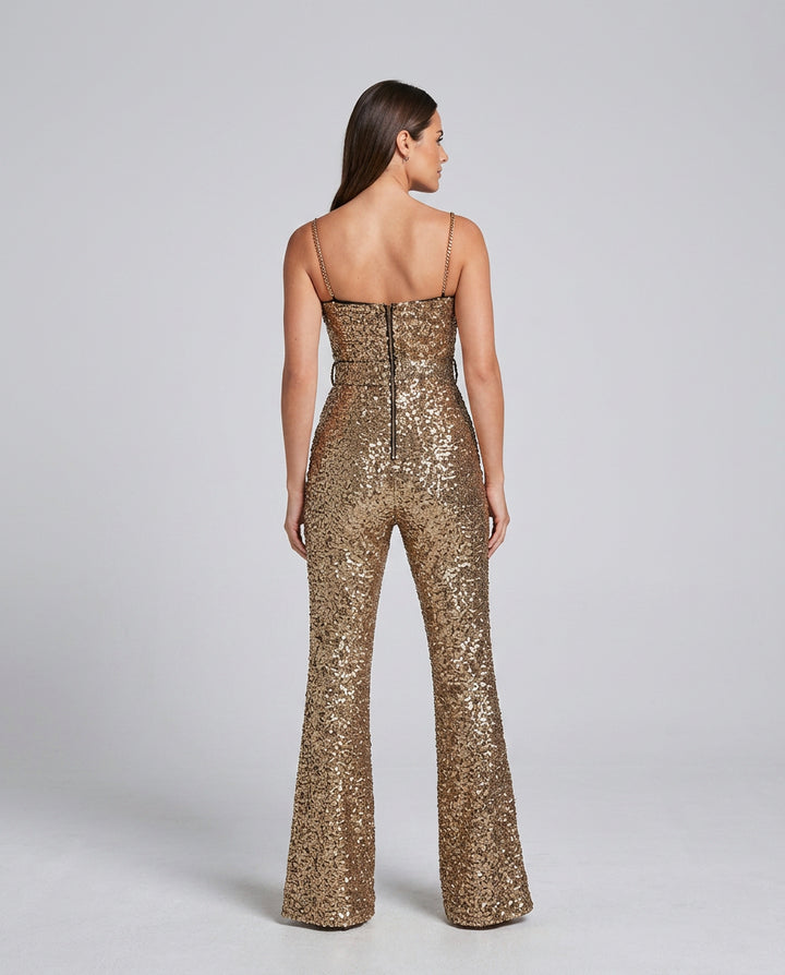 Ophelia | Women's Wide-Leg Elegant Sequin Jumpsuit with Flared Trousers — 2