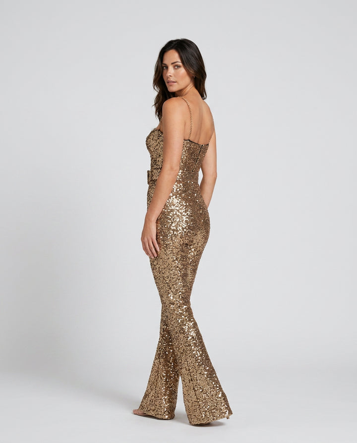 Ophelia | Women's Wide-Leg Elegant Sequin Jumpsuit with Flared Trousers — 3