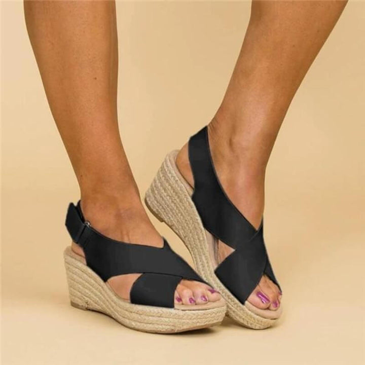 Oriavanne | Cross-Strap Espadrille Wedge Sandals
