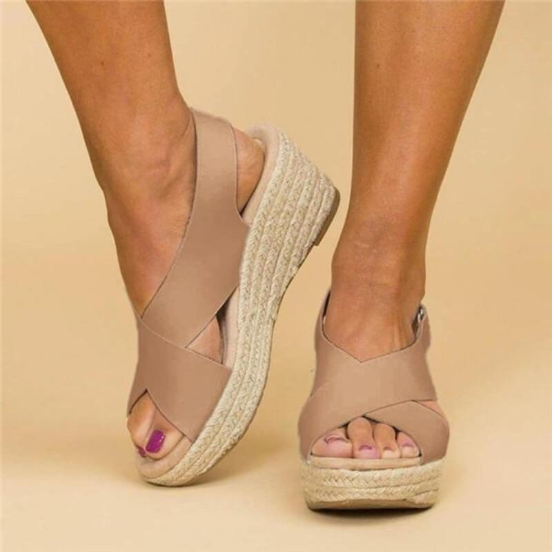 Oriavanne | Cross-Strap Espadrille Wedge Sandals