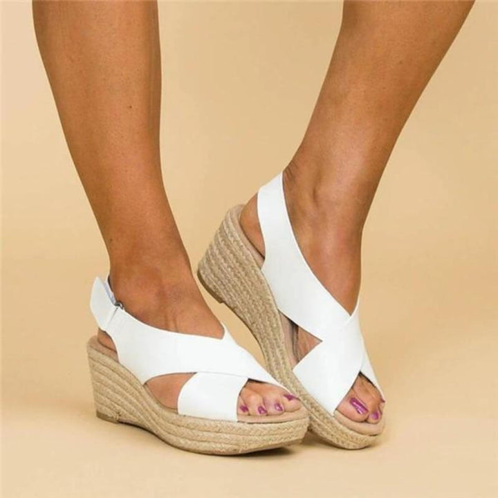 Oriavanne | Cross-Strap Espadrille Wedge Sandals
