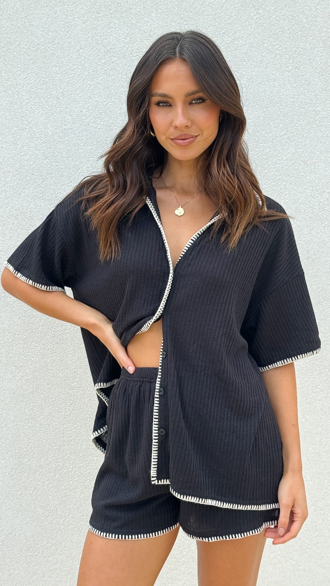 Oriisse | Women's Cozy Knit Top and Shorts Set — 1